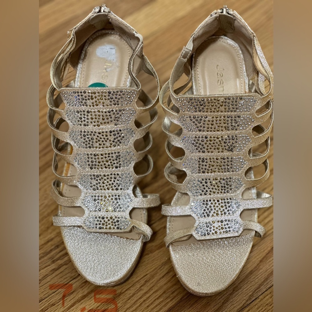 LADIES SILVER & GOLD SPARKLY WEDGES
